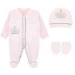 Jeweled Crown Layette Gift Set for Baby Girls: 3 Pieces LILAX