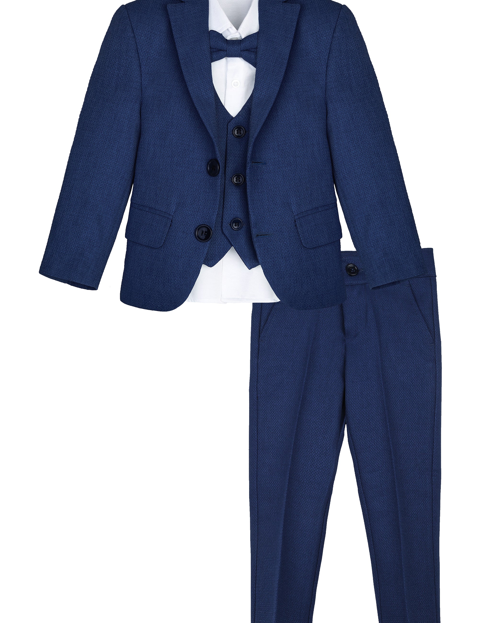 Baby boys 5 piece tuxedo suit with jacket, shirt, pants, vest and bow tie; perfect for baby boy clothes & christmas gift ideas  