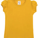 Girls' Basic Cotton T-Shirt  Short Puff Sleeve Crewneck / 11-12 Years LILAX