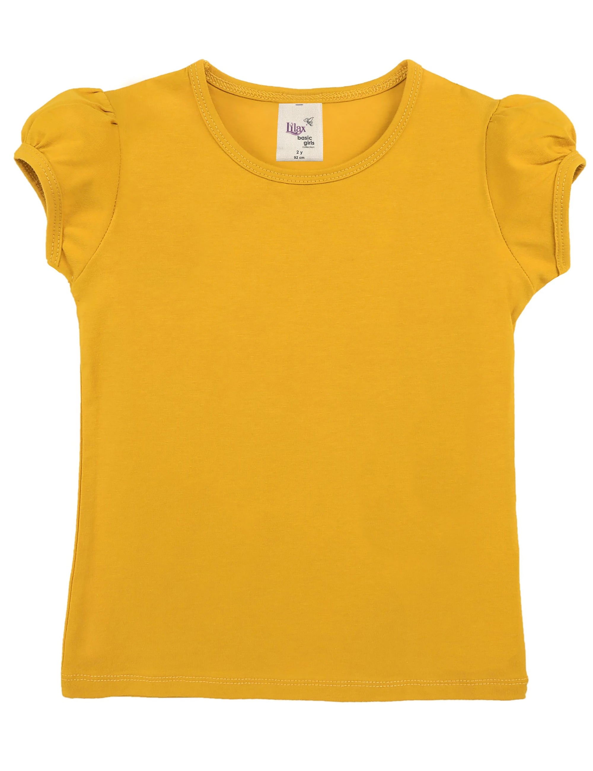 Girls cotton basic solid crewneck puff sleeve t-shirt; best for baby girl clothes & christmas gift ideas