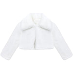 Little Girls' Faux Fur Jacket -  Button Closure Cozy Bolero Shrug LILAX