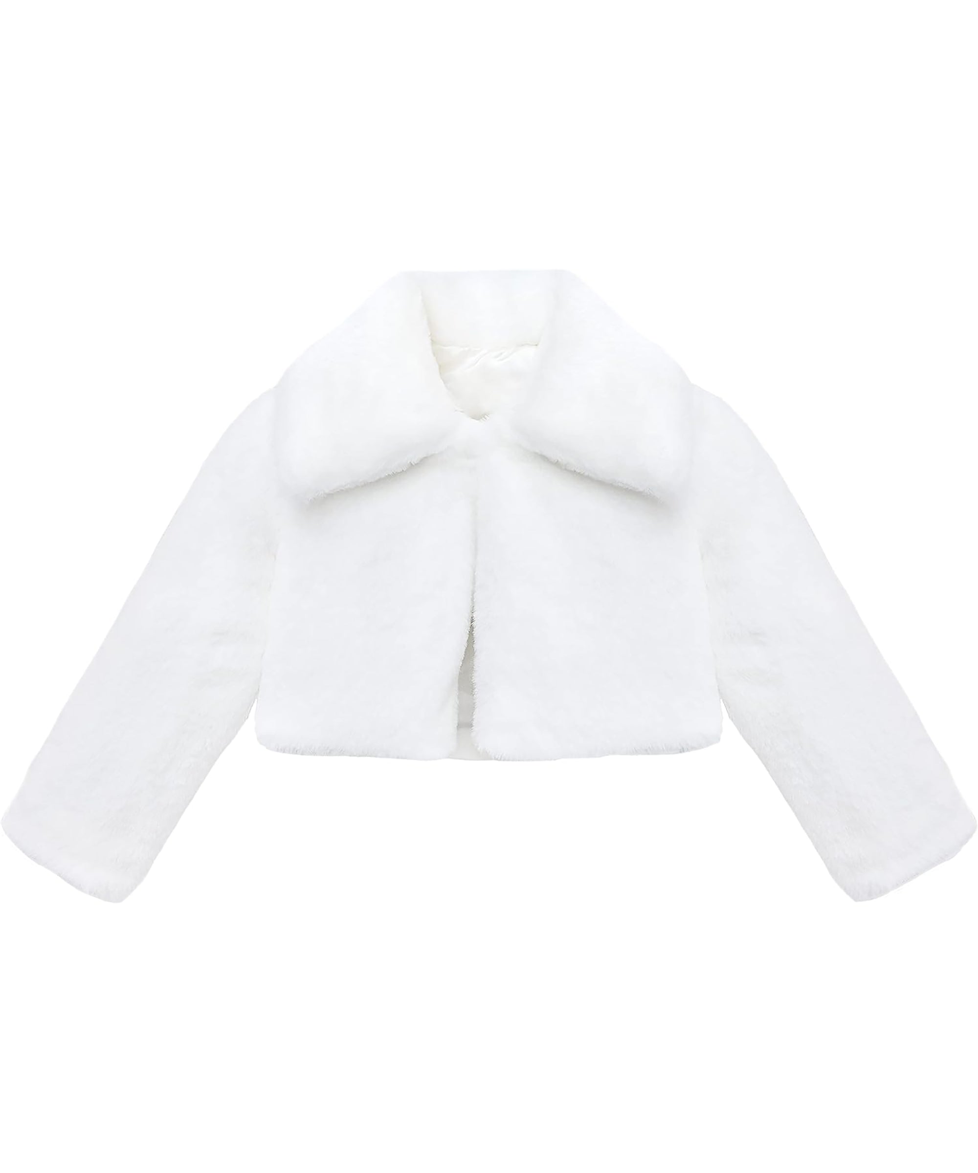 Puffy cozy girls’ bolero jacket with oversized collar and tied bow; perfect girls christmas dress and Christmas gift ideas 