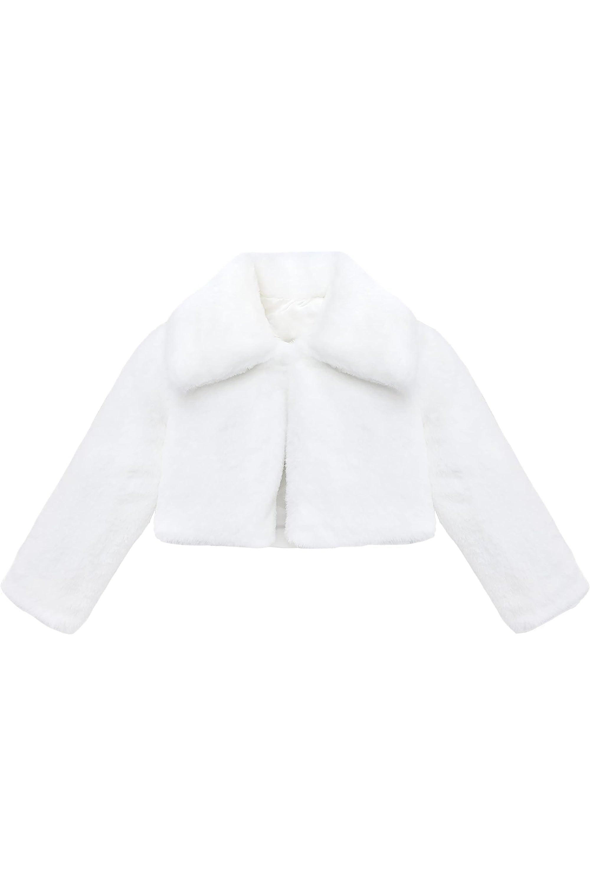 Puffy cozy girls’ bolero jacket with oversized collar and tied bow; perfect girls christmas dress and Christmas gift ideas