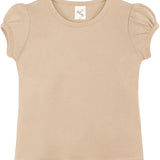 Girls' Basic Cotton T-Shirt  Short Puff Sleeve Crewneck / 11-12 Years LILAX