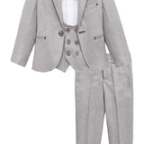 Little & Youth Boys Suit Set - Formal Jacket, Vest, Pants, Shirt, and Matching Bowtie - 5 Piece Ensemble LILAX