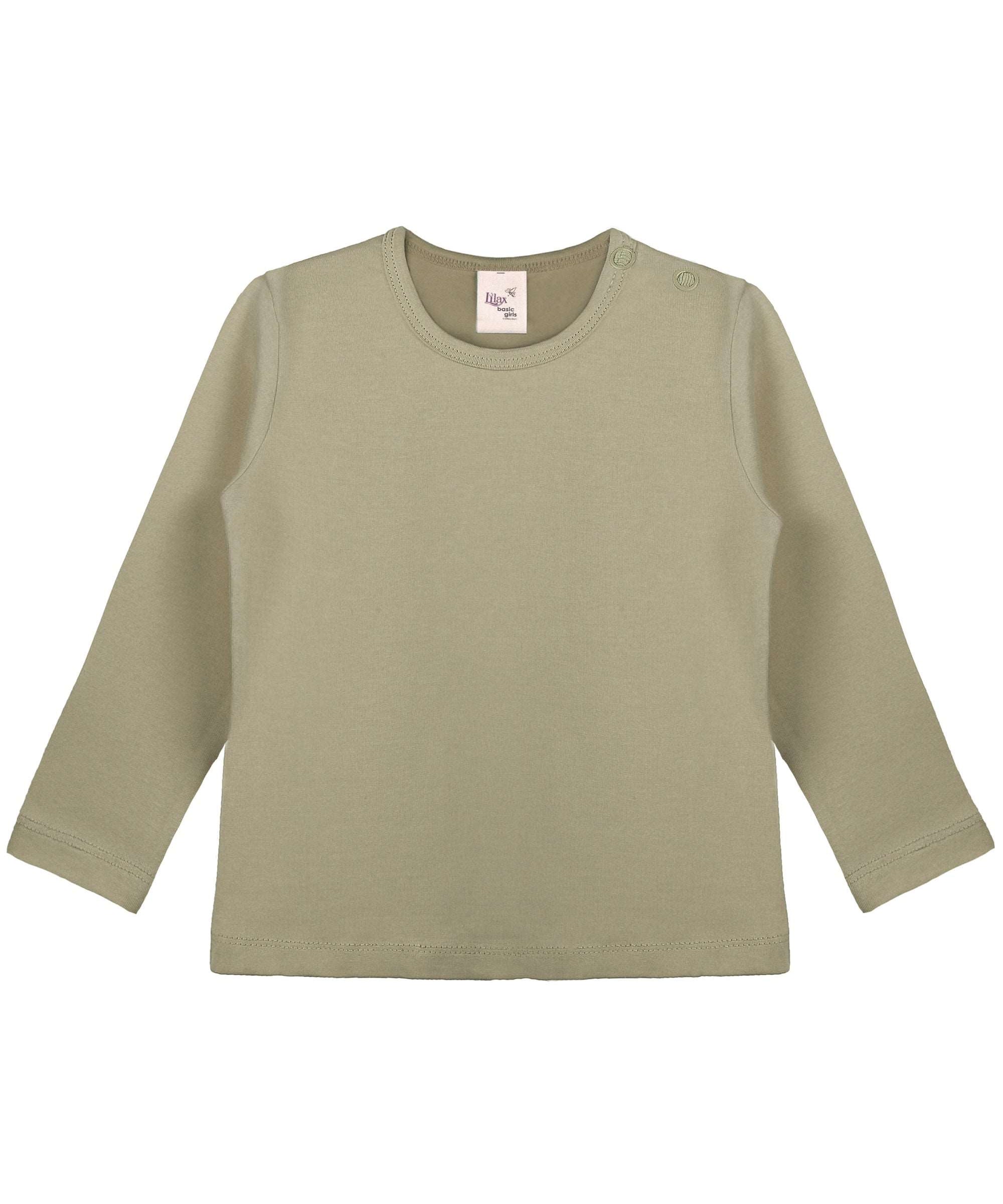 Girls cotton basic solid crewneck long sleeve t-shirt; perfect for baby girl clothes & christmas gift ideas