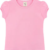 Girls' Basic Cotton T-Shirt  Short Puff Sleeve Crewneck / 11-12 Years LILAX