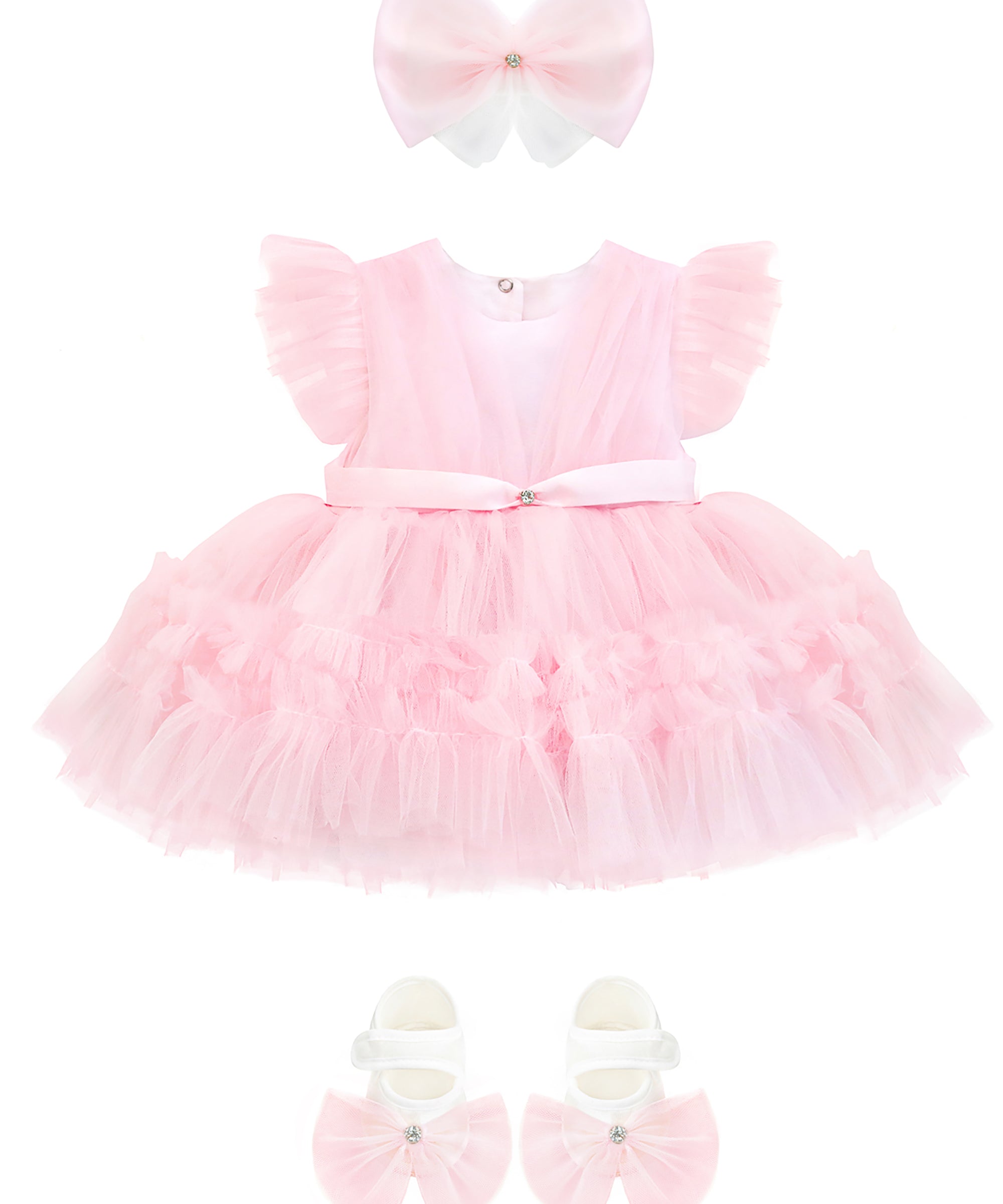 Baby girls tulle dress with matching headband & shoes; perfect for baby girl clothes & Christmas gift ideas 