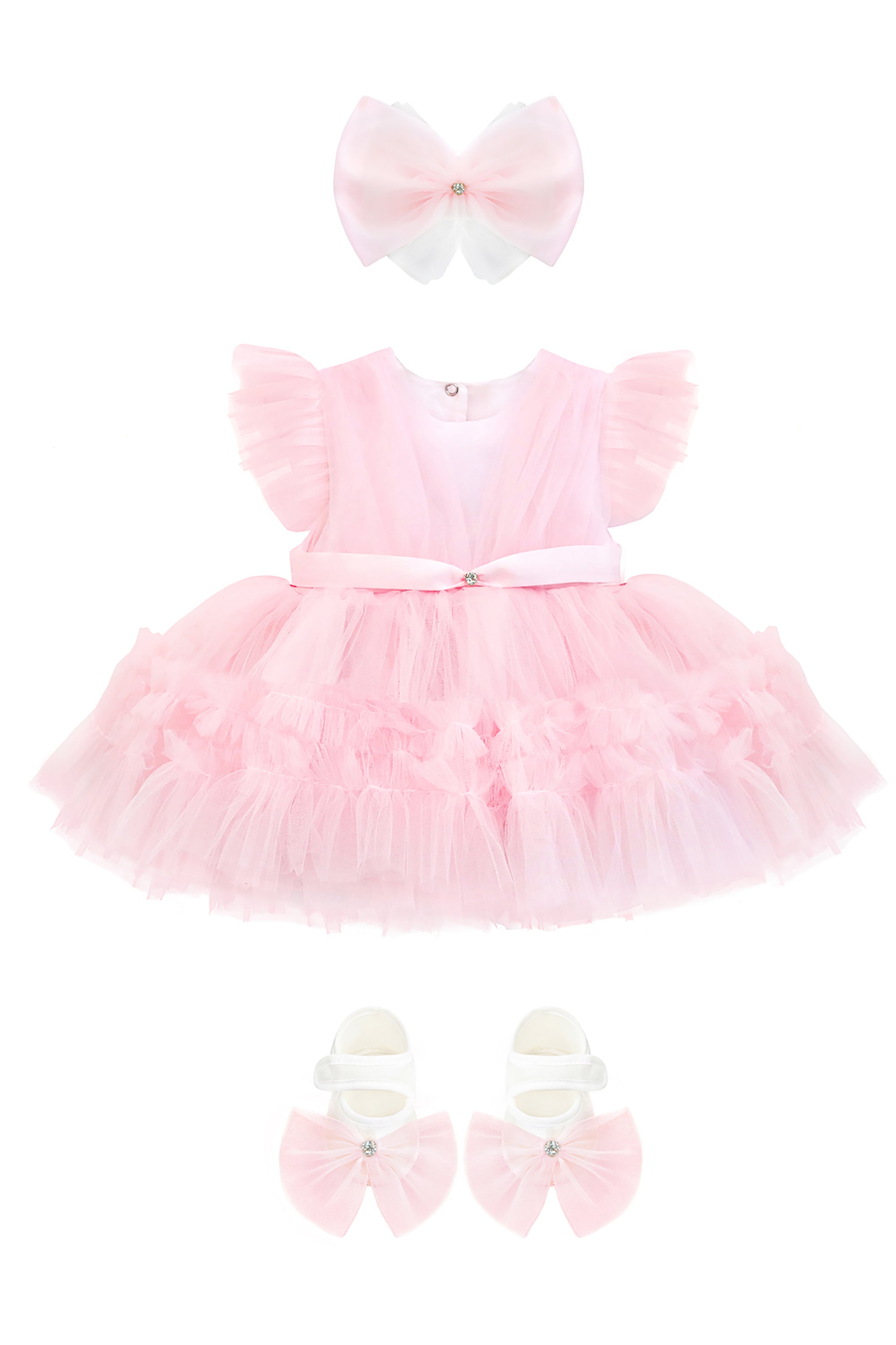 Baby girls tulle dress with matching headband & shoes; perfect for baby girl clothes & Christmas gift ideas