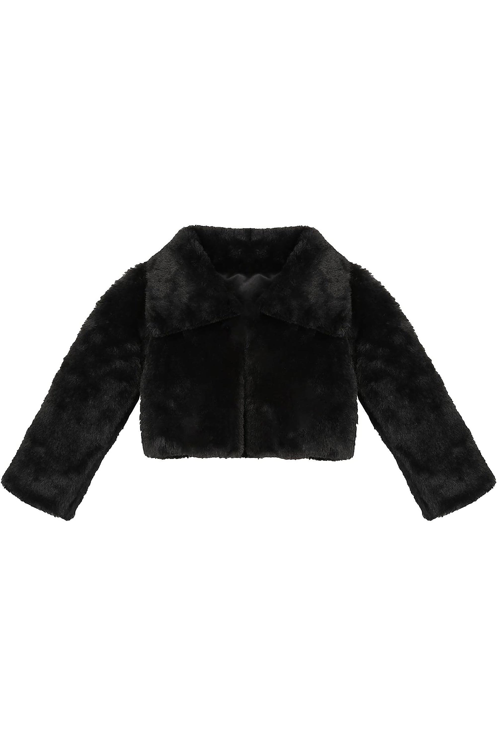 Puffy cozy girls’ bolero jacket with oversized collar and tied bow; perfect girls christmas dress and Christmas gift ideas