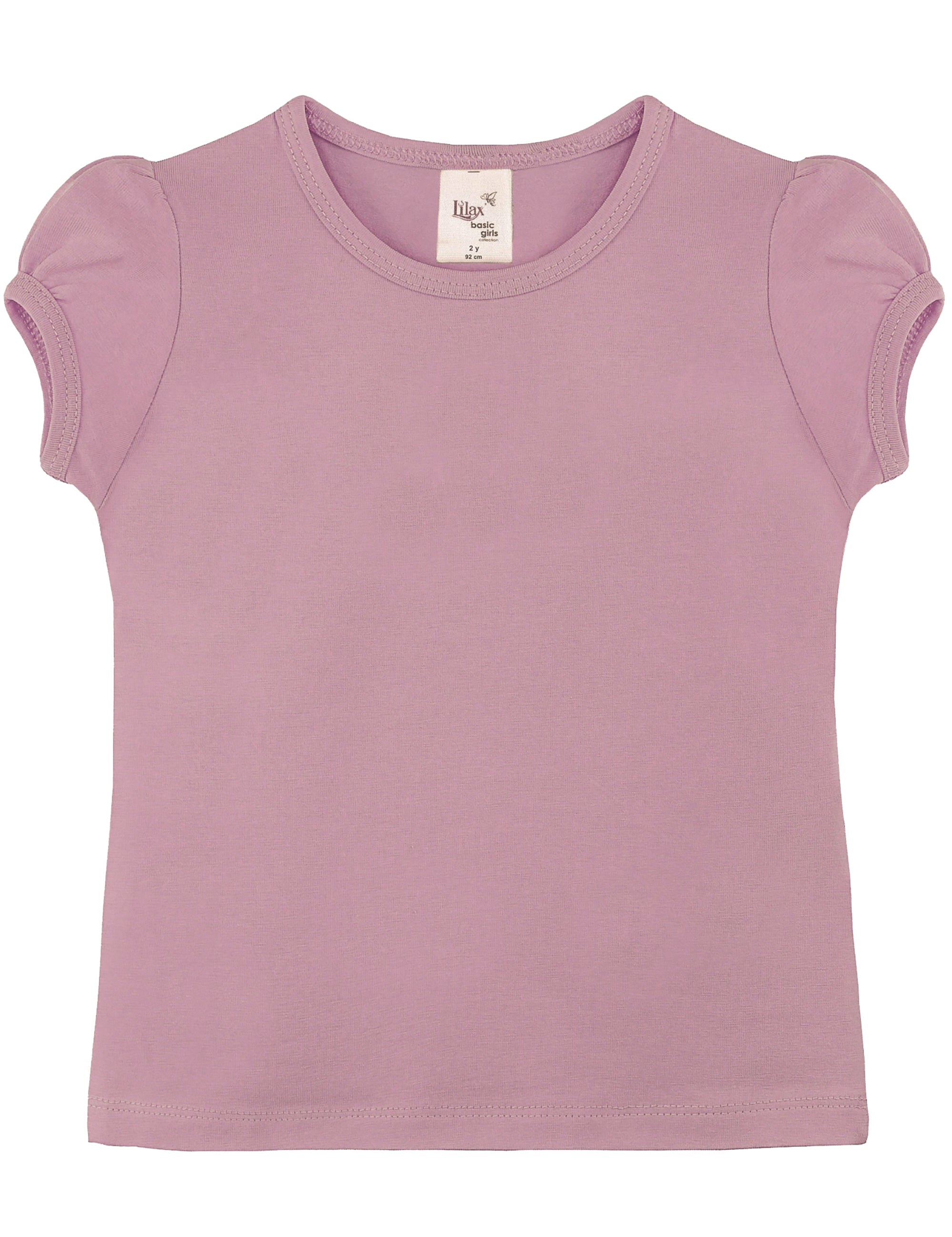 Girls cotton basic solid crewneck puff sleeve t-shirt; best for baby girl clothes & christmas gift ideas