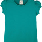 Girls' Basic Cotton T-Shirt  Short Puff Sleeve Crewneck / 11-12 Years LILAX