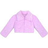 Little Girls' Faux Fur Jacket -  Button Closure Cozy Bolero Shrug LILAX