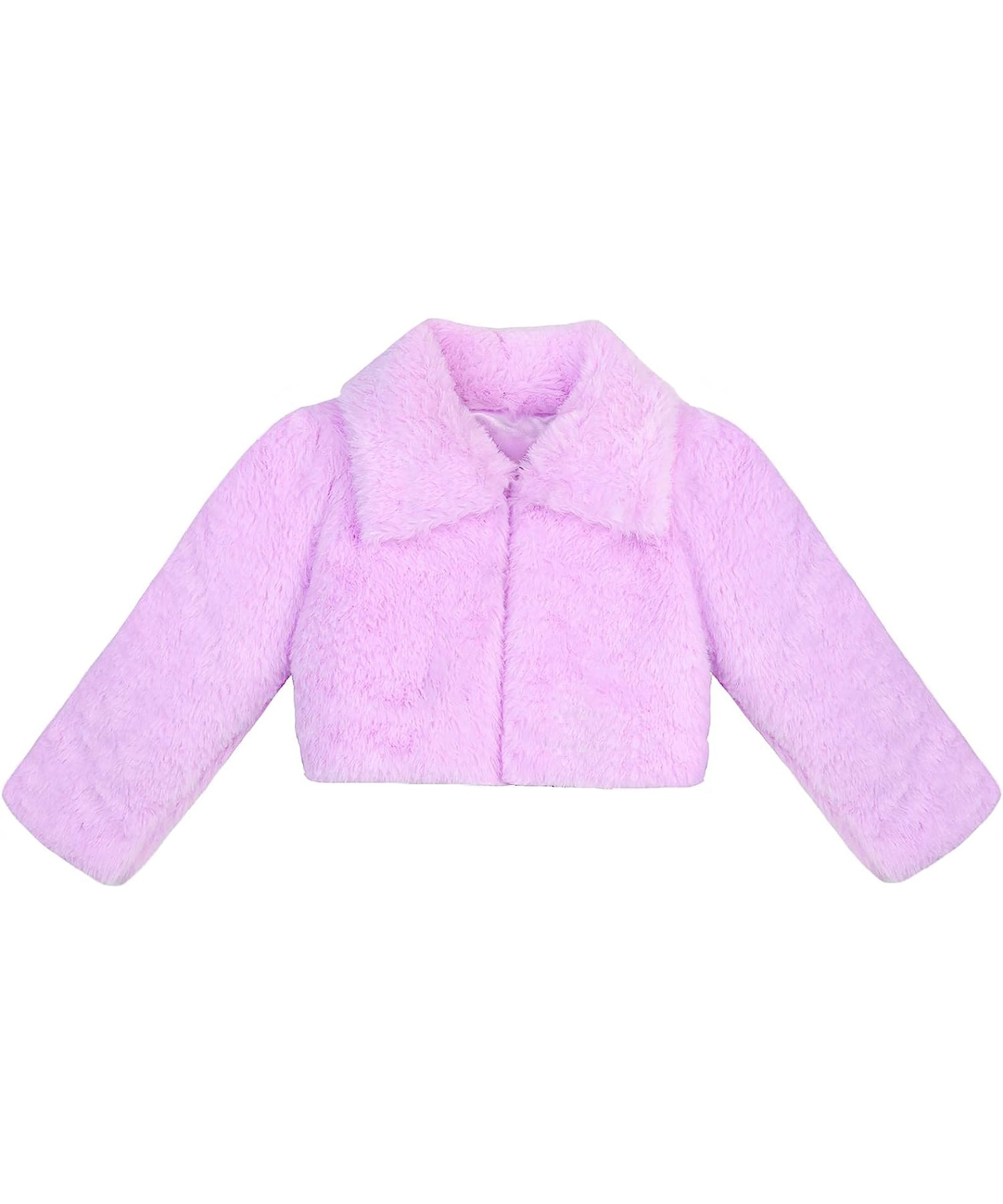 Puffy cozy girls’ bolero jacket with oversized collar and tied bow; perfect girls christmas dress and Christmas gift ideas 