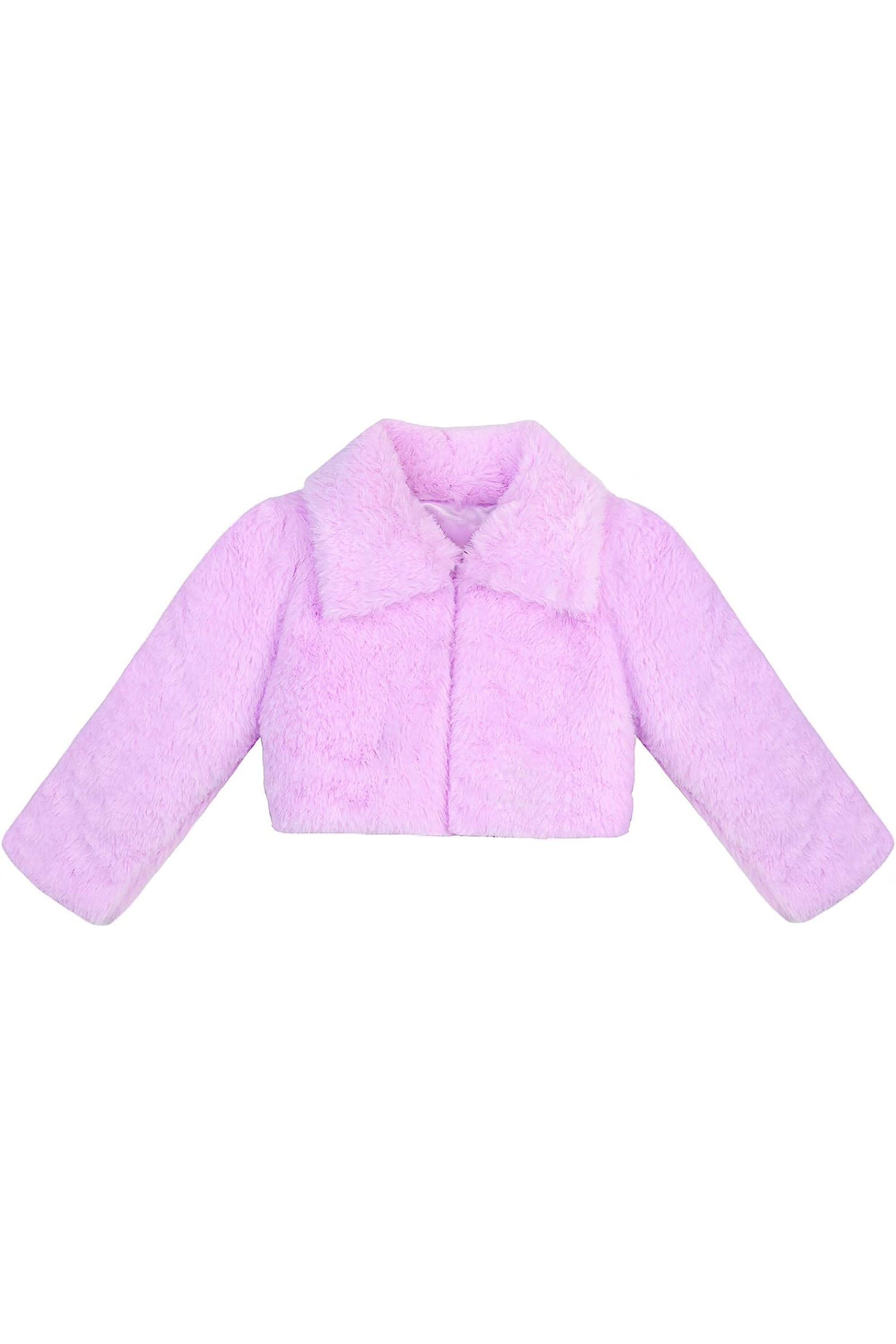 Puffy cozy girls’ bolero jacket with oversized collar and tied bow; perfect girls christmas dress and Christmas gift ideas