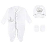 Jeweled Crown Layette Gift Set for Baby Girls: 3 Pieces LILAX