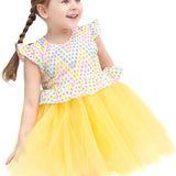 Little Girls' Colorful Short Sleeve Dress - 100% Cotton Toddler Party Gown LILAX