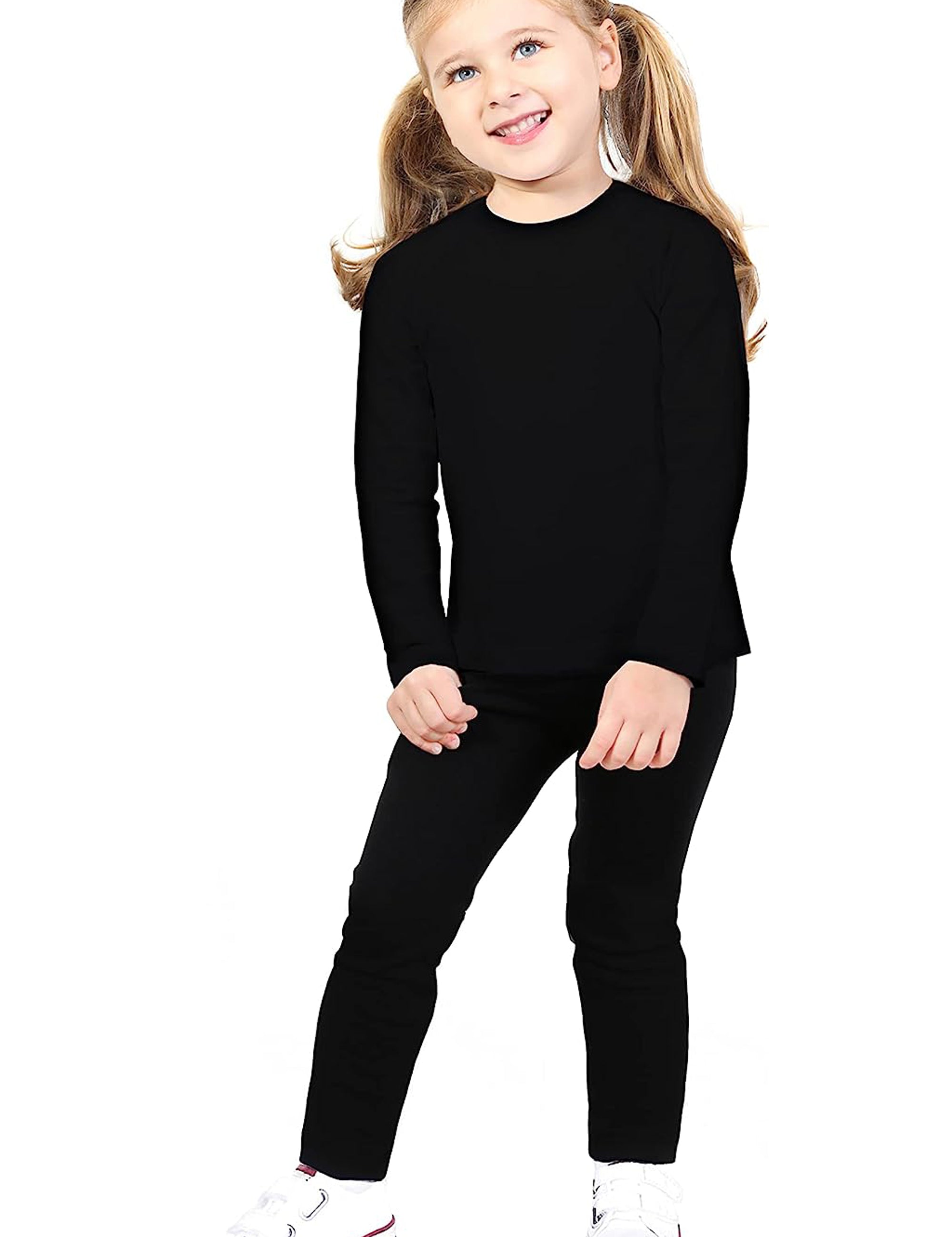 Girls cotton solid basic crewneck t-shirt and leggings set; perfect for baby girl clothes & christmas gift ideas  