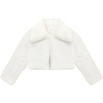 Little Girls' Faux Fur Jacket -  Button Closure Cozy Bolero Shrug LILAX