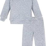 Boys matching ribbed sweatshirt with 3 shoulder buttons and sweatpants set; perfect for baby boy clothes & christmas gift ideas