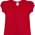 Girls' Basic Cotton T-Shirt  Short Puff Sleeve Crewneck / 11-12 Years LILAX