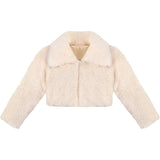 Little Girls' Faux Fur Jacket -  Button Closure Cozy Bolero Shrug LILAX