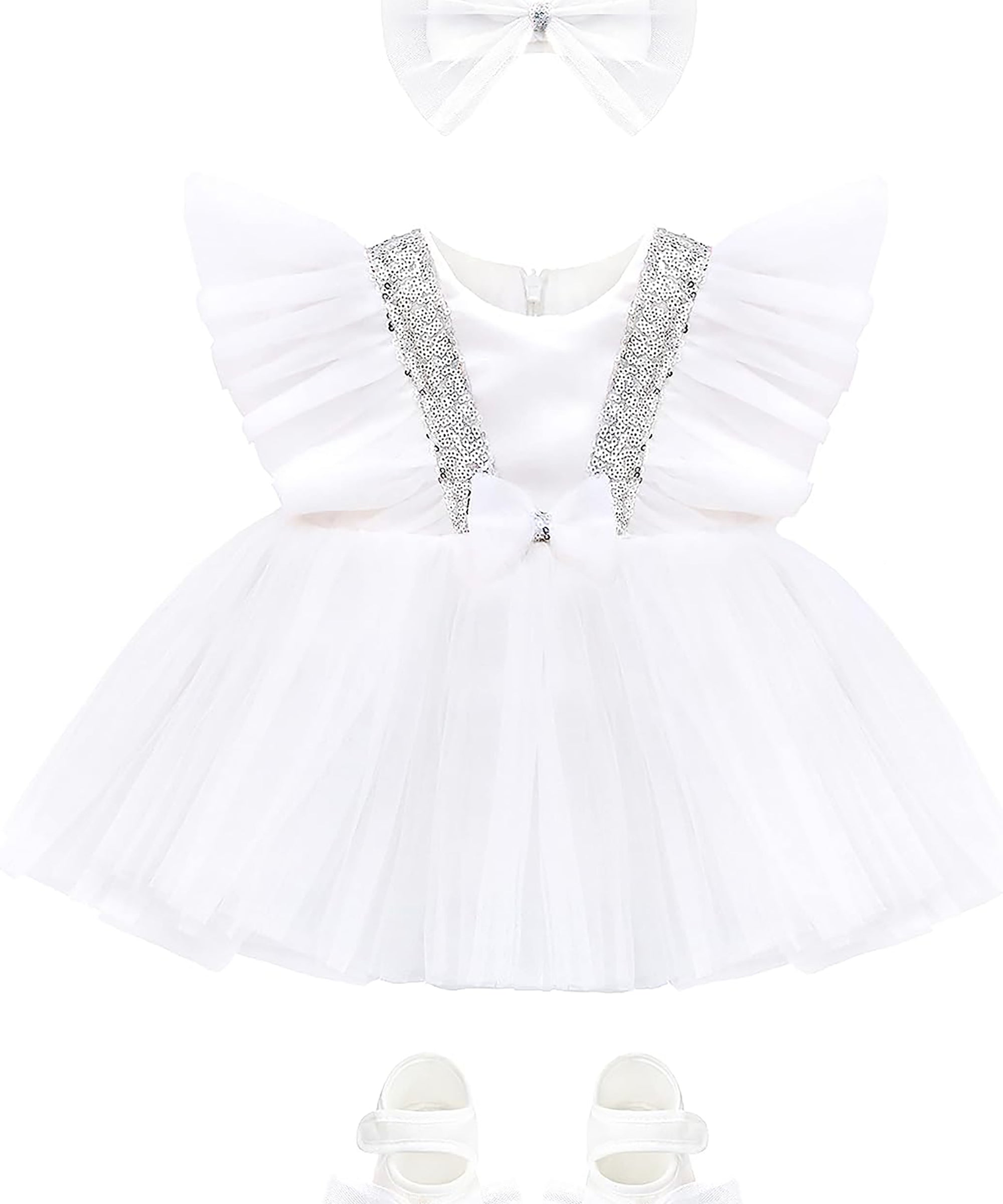 Baby girl sequined embellished tulle dress ; perfect for baby girl clothes & christmas gift ideas