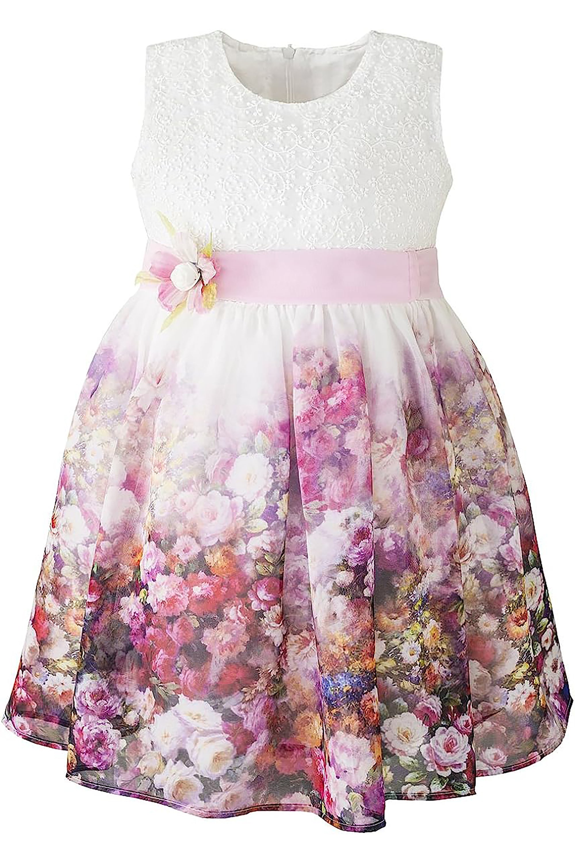 Baby girls flower design sleeveless dress; perfect for baby girl clothes & christmas gift ideas