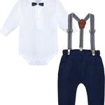 Baby Boys' Gentelman Clothes - Romper + Pants + Suspender - Newborn Outfit LILAX