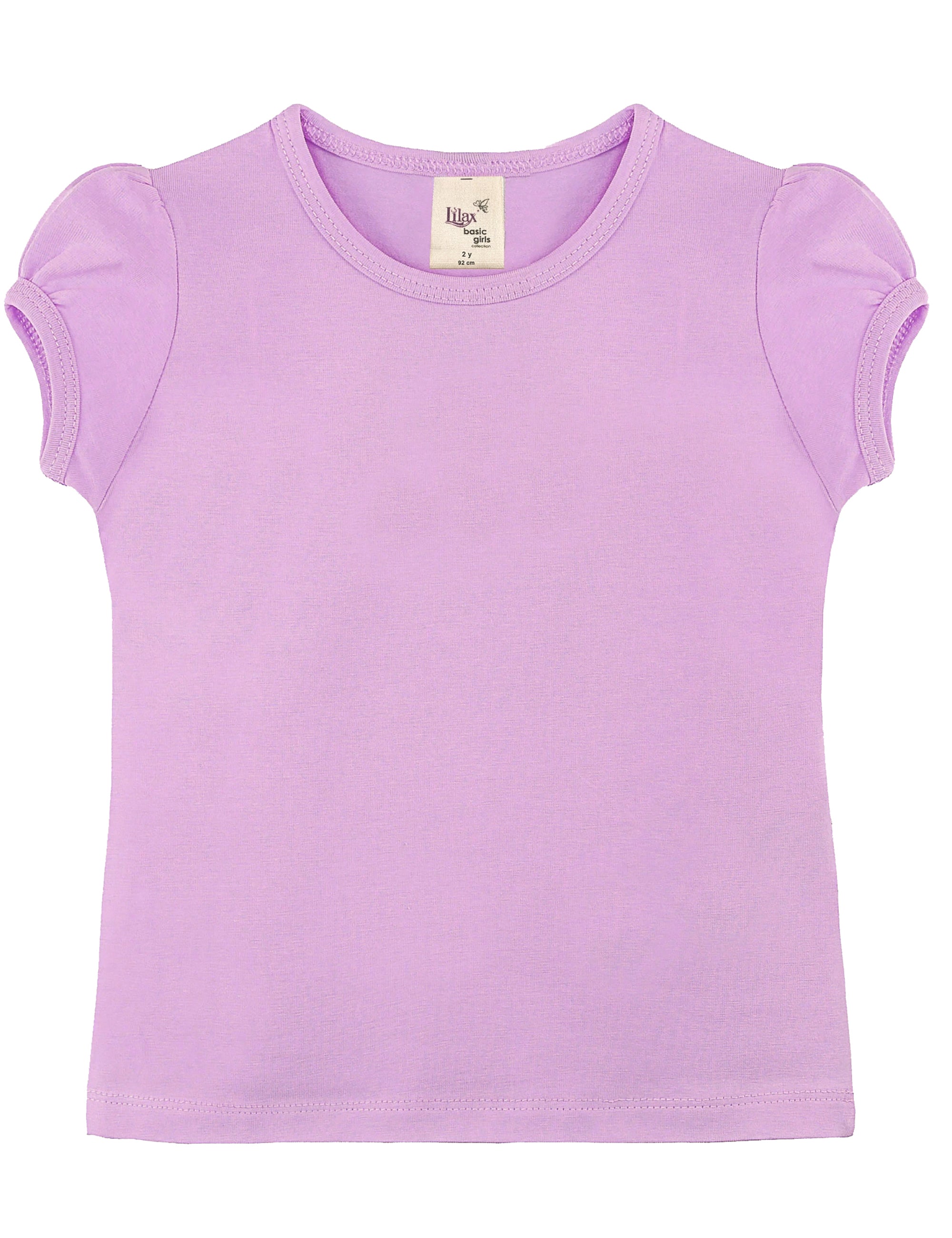 Girls cotton basic solid crewneck puff sleeve t-shirt; best for baby girl clothes & christmas gift ideas