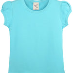 Girls' Basic Cotton T-Shirt  Short Puff Sleeve Crewneck / 11-12 Years LILAX