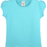 Girls' Basic Cotton T-Shirt  Short Puff Sleeve Crewneck / 11-12 Years LILAX