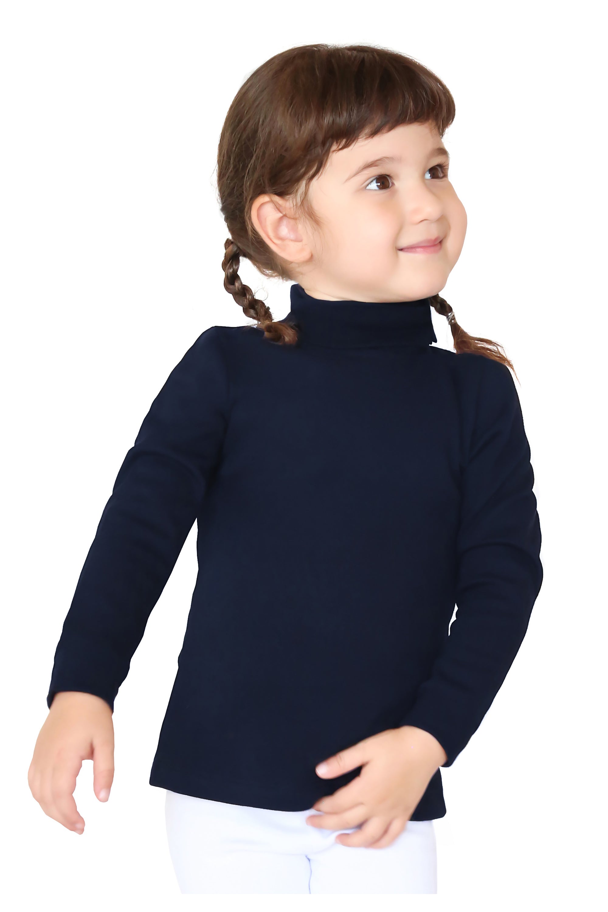 Girls' Solid Cotton Shirt Basic Long Sleeve Turtleneck T-Shirt / 5 to 8 Years LILAX