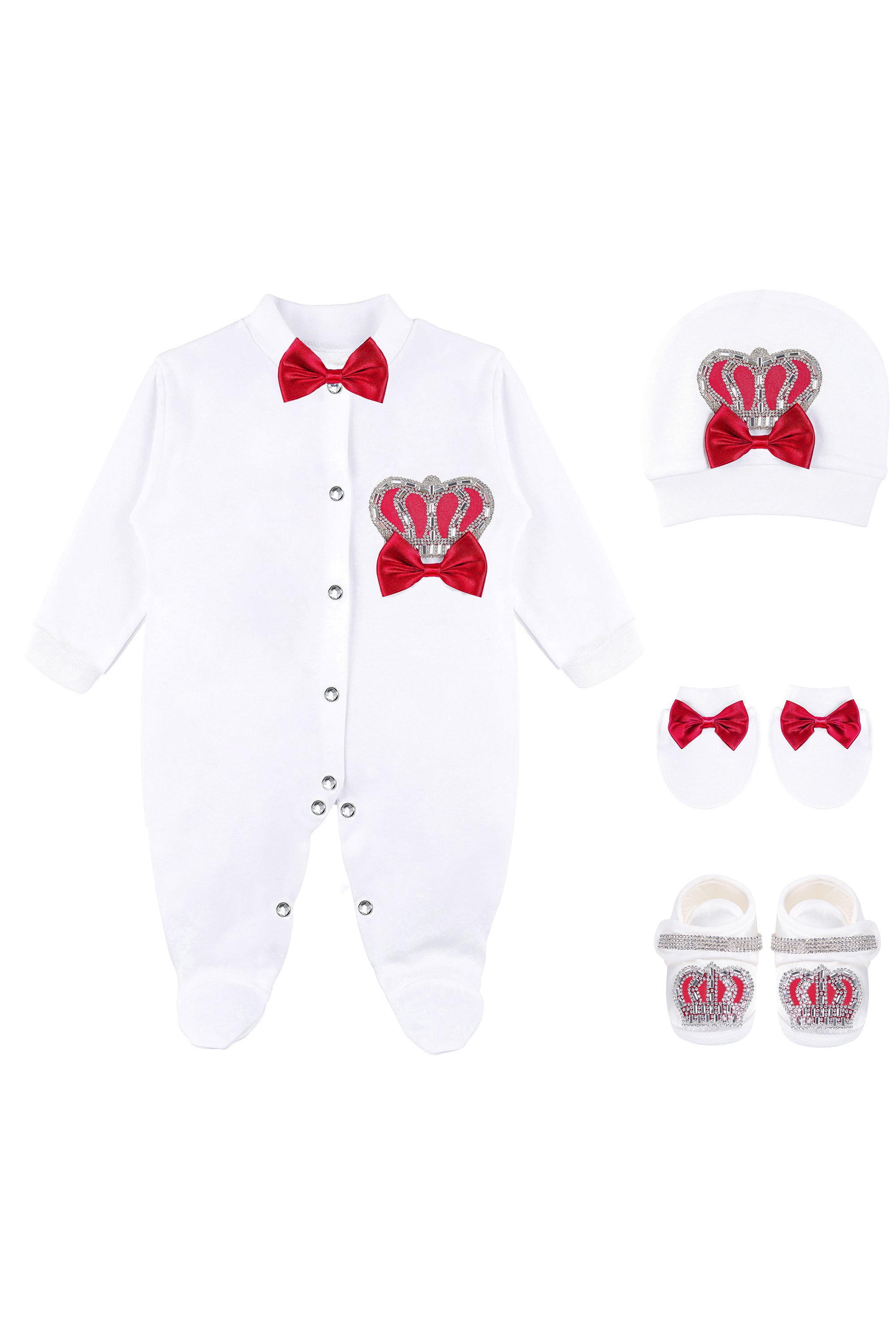 Gift Set for Newborn Baby Boy with Crown Jewels Layette 4 Piece LILAX