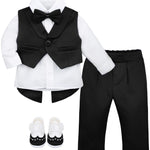 Stylish Infant Tuxedo Outfit with Gentleman Vest for Baby Boys - Complete 4-Piece Set LILAX