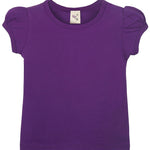 Girls' Basic Cotton T-Shirt  Short Puff Sleeve Crewneck / 11-12 Years LILAX