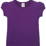 Girls' Basic Cotton T-Shirt  Short Puff Sleeve Crewneck / 11-12 Years LILAX