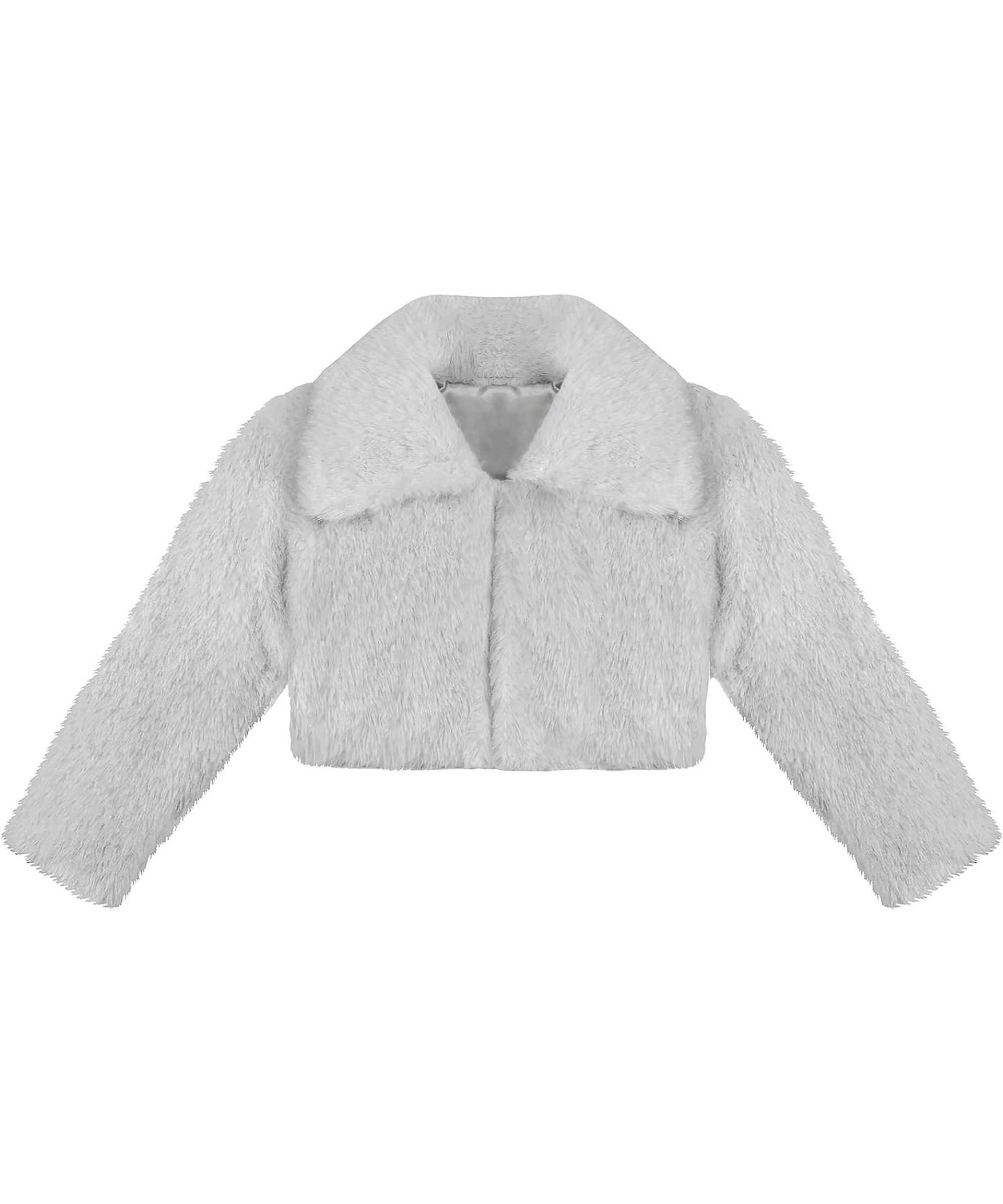 Puffy cozy girls’ bolero jacket with oversized collar and tied bow; perfect girls christmas dress and Christmas gift ideas 