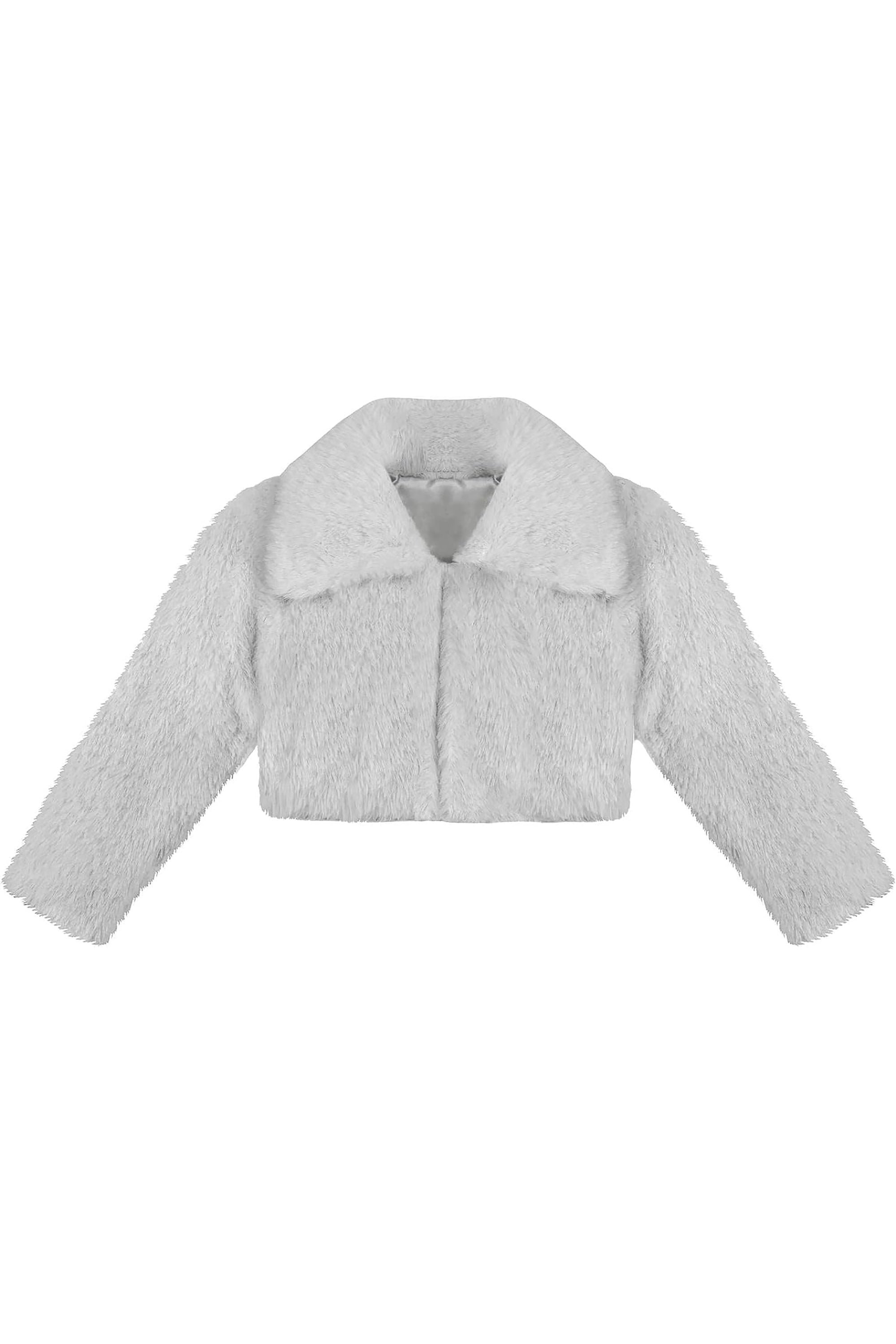 Puffy cozy girls’ bolero jacket with oversized collar and tied bow; perfect girls christmas dress and Christmas gift ideas