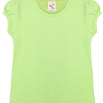 Girls' Basic Cotton T-Shirt  Short Puff Sleeve Crewneck / 11-12 Years LILAX