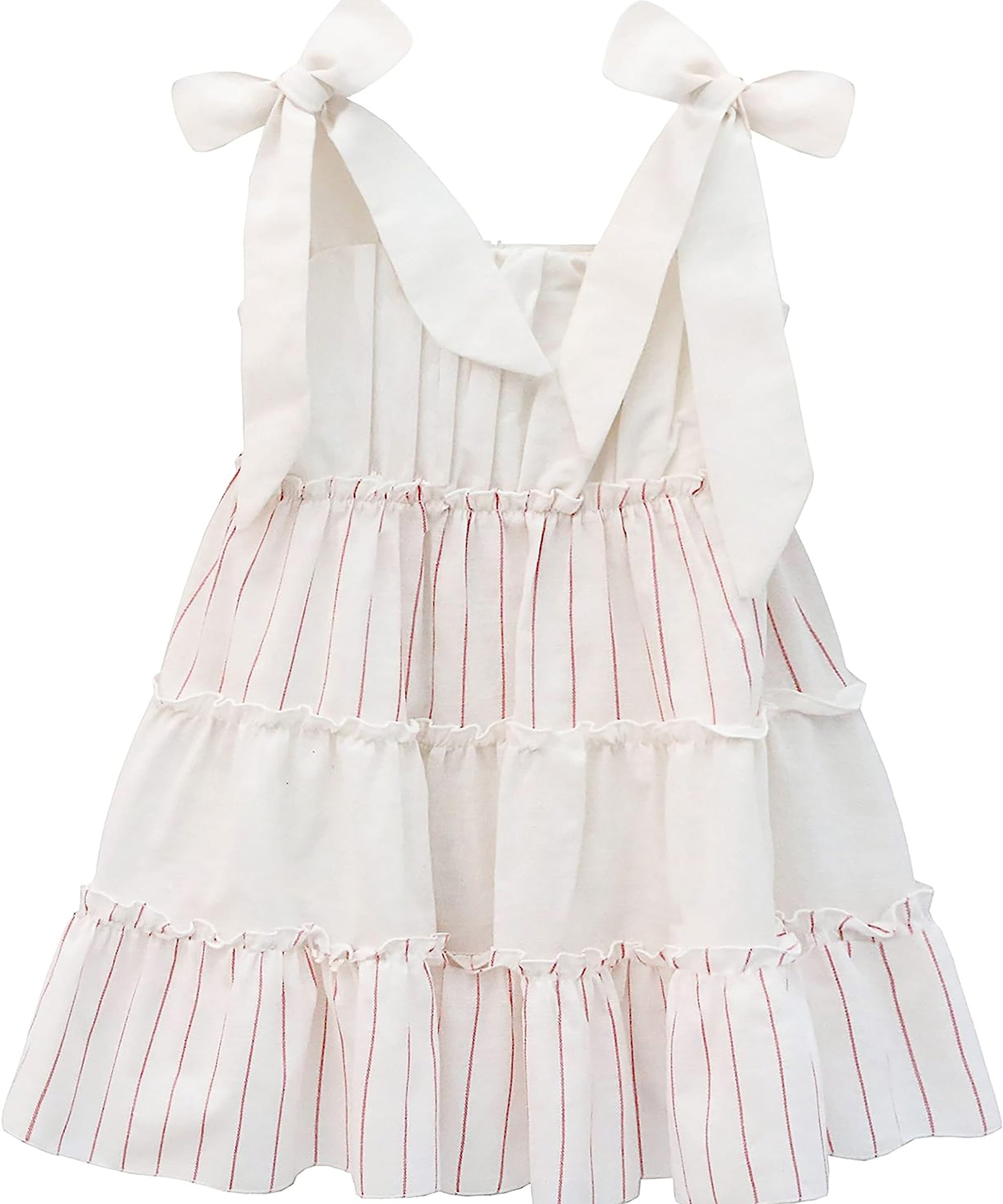 Baby girls layered cotton short sleeve with bow straps dress; perfect for baby girl clothes & christmas gift ideas  