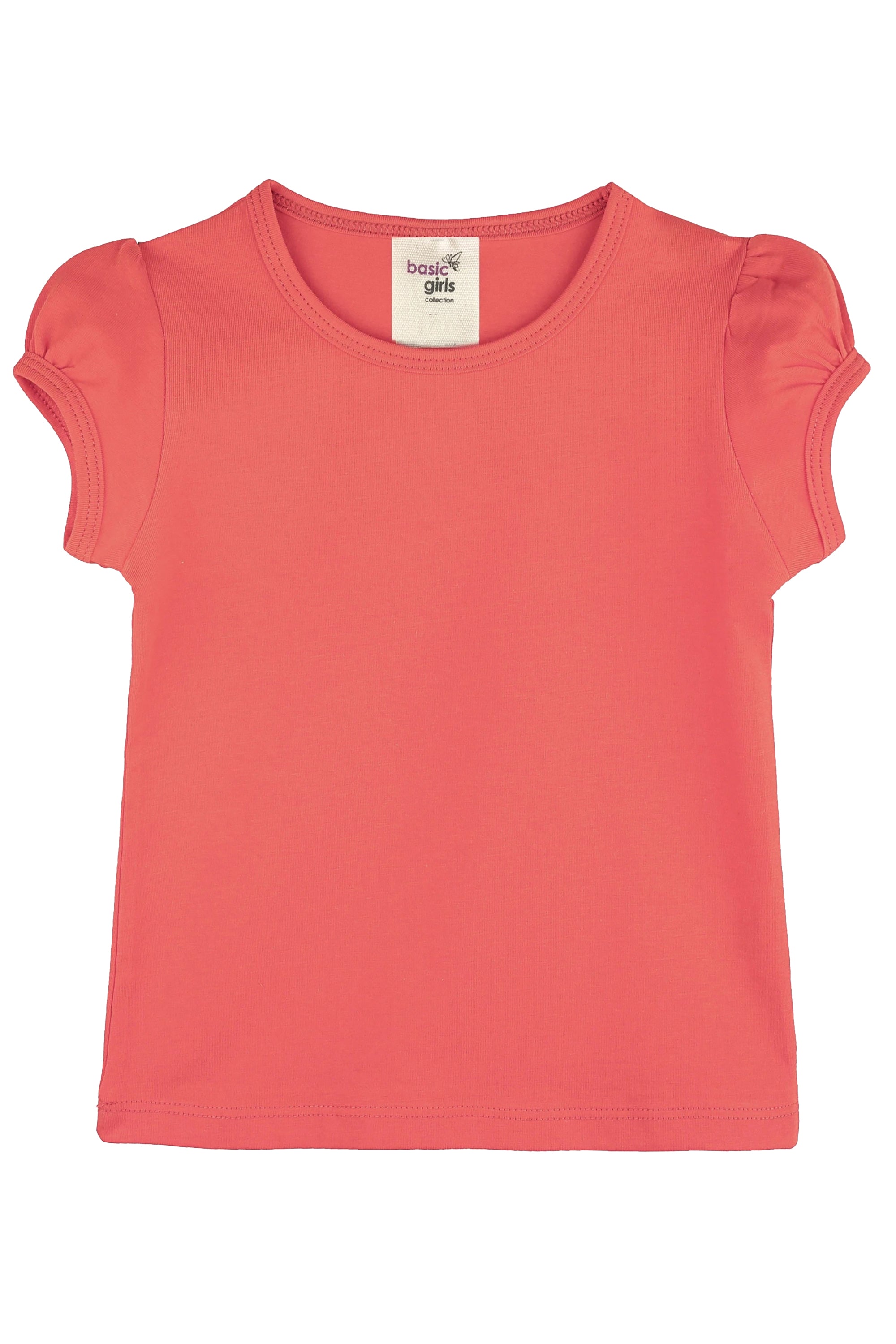 Girls' Basic Cotton T-Shirt  Short Puff Sleeve Crewneck / 11-12 Years LILAX