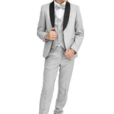 Little & Youth Boys' Satin Detailed Suit Set - Satin Collar Formal Jacket, Vest, Pants, Shirt, and Matching Bowtie - 5-Piece Fashion Set LILAX