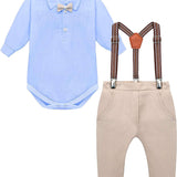 Baby Boys' Gentelman Clothes - Romper + Pants + Suspender - Newborn Outfit LILAX