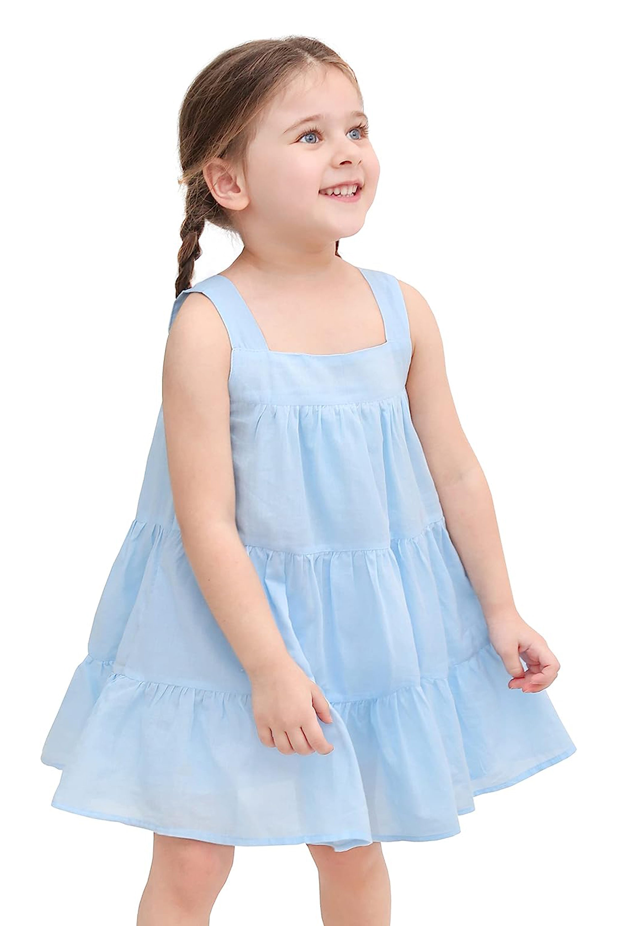 Baby girls layered cotton squareneck dress; perfect for baby girl clothes & christmas gift ideas