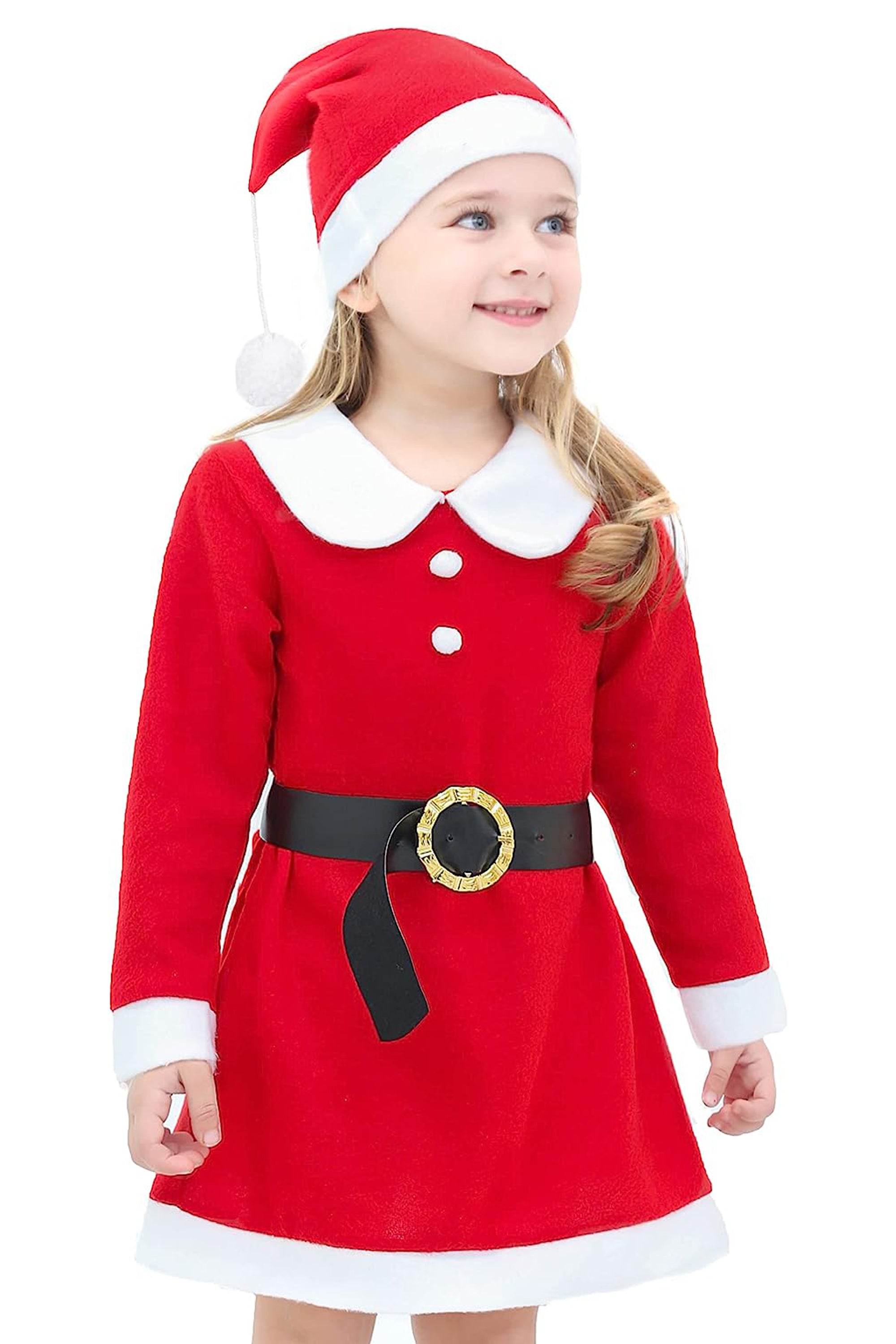 Little & Youth Girls' Christmas Santa Holiday Dress with Hat & Belt LILAX