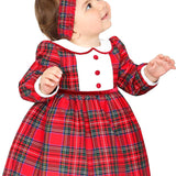 Baby Girls' Plaid Dress Set, Holiday Outfit with Elastic Flower Headband LILAX