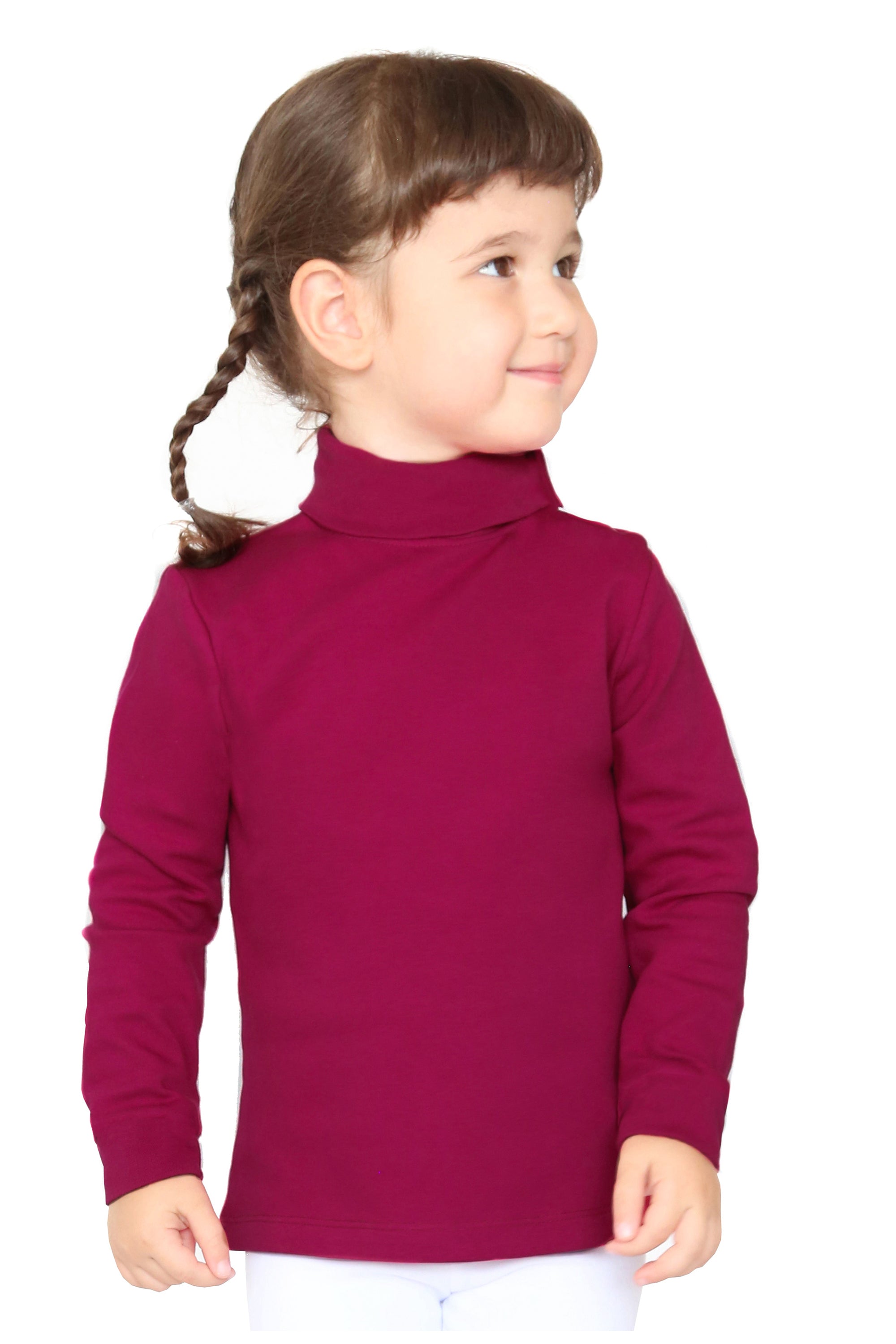 Girls' Solid Cotton Shirt Basic Long Sleeve Turtleneck T-Shirt / 9 to 12 Years LILAX