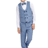 Little & Youth Boys Formal Suit Set Slim Fit Vest, White Dress Shirt, Dress Pants and Bowtie 4 Piece LILAX