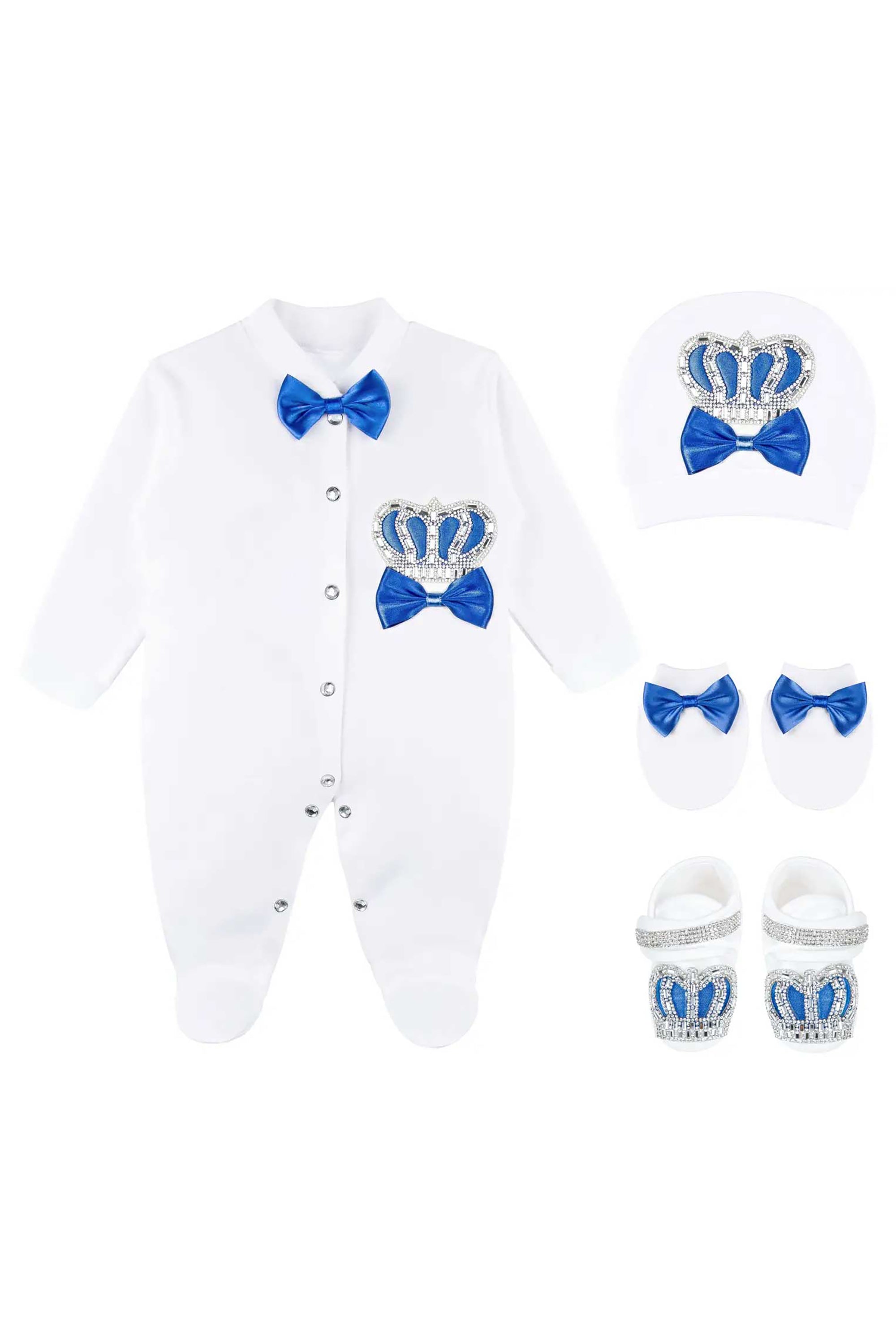 Gift Set for Newborn Baby Boy with Crown Jewels Layette 4 Piece LILAX